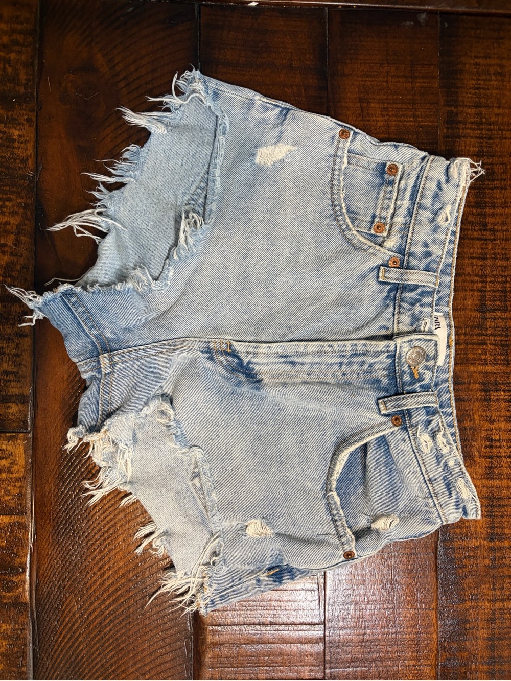 Zara Light Blue Distressed Denim Cutoff Shorts